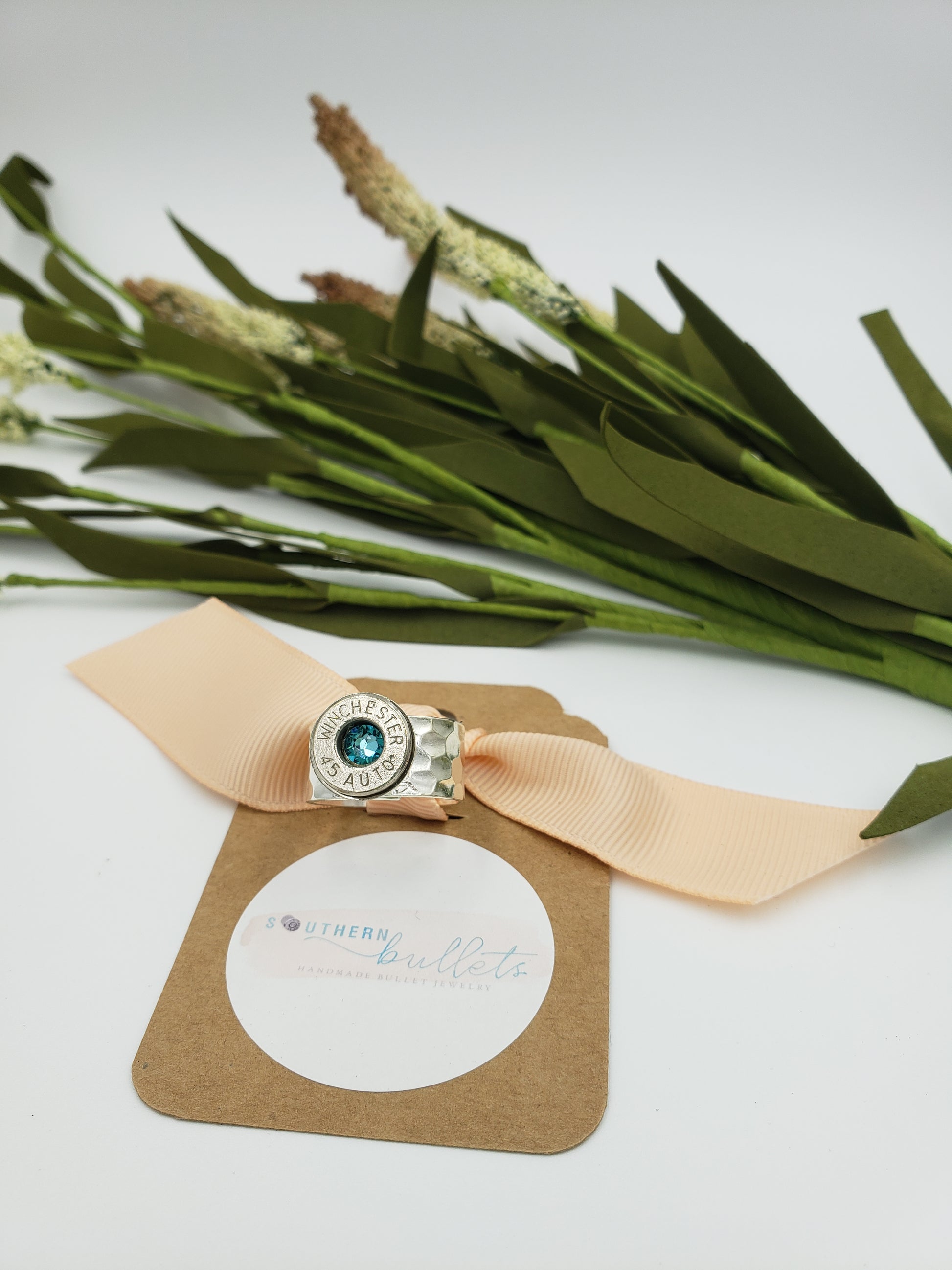 Southern Bullets Silver Hammered Bullet Ring