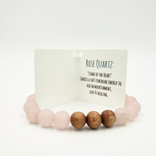 Rose Quartz Stone & Rose Wood Bracelet Southern Bullets